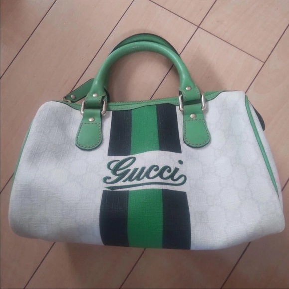 Gucci Handbags - Gucci Green and White Satchel